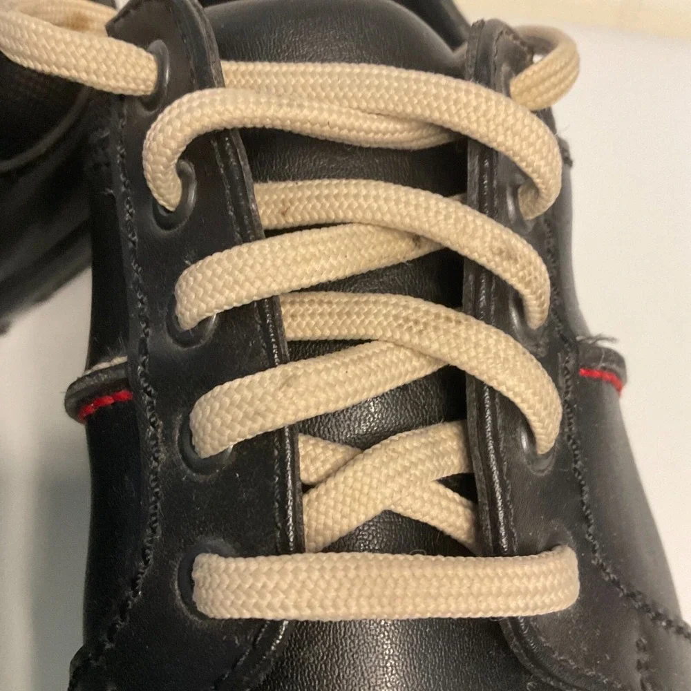 Bally Golf Shoes Shoes 27902 Black Leather Red/White Stitching‎ Women's 7.5